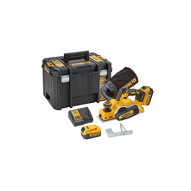 RABOT 18V DEWALT XR DCP580P2T - 2 BATTERIES 5AH - CHARGEUR - COFFRET TSTAK