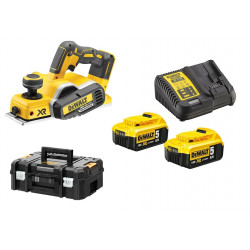 RABOT XR BRUSHLESS 18V DEWALT DCP580NT - 2 BATTERIES 5AH - CHARGEUR MULTIVOLTAGE - COFFRET TSTAK