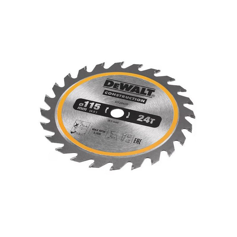 LAME DE SCIE CIRCULAIRE DEWALT SANS FIL 24 DENTS 115 X 9,5 MM DT20420-QZ