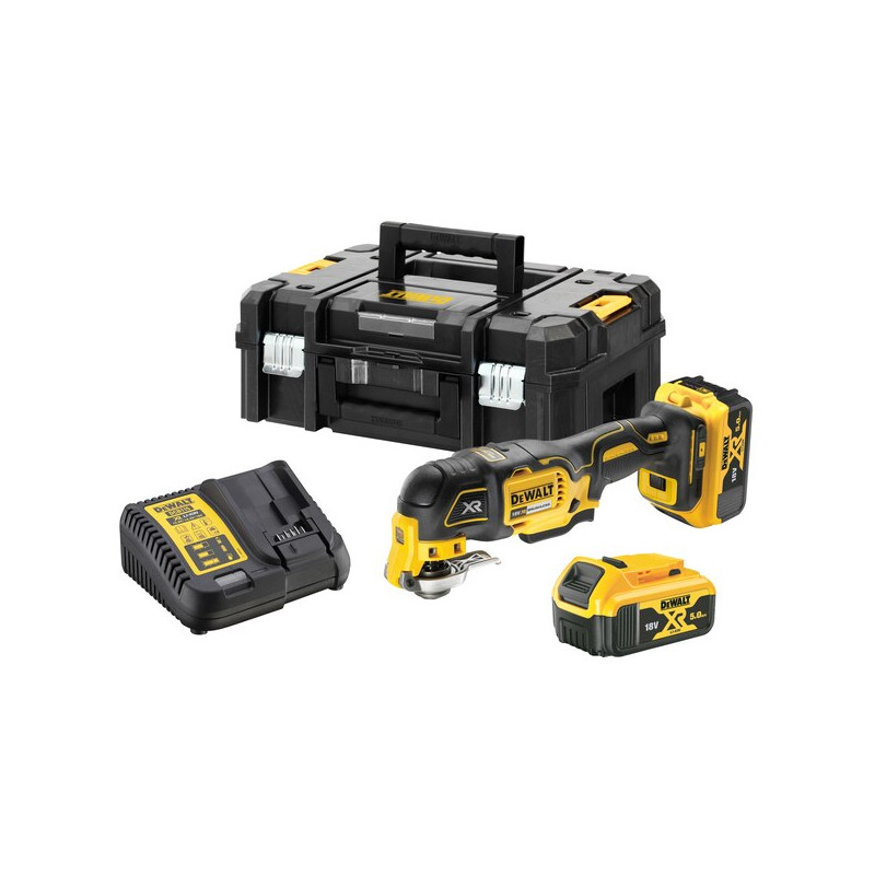 SCIE OSCILLANTE 18V XR DEWALT DCS356P2 - 2 BATTERIES 5AH - CHARGEUR - COFFRET TSTAK - ACCESSOIRES