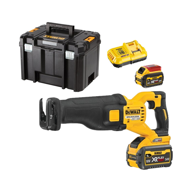 SCIE SABRE XR FLEXVOLT 54V DEWALT DCS389T2-QW - 2 BATTERIES 6AH - CHARGEUR - COFFRET TSTAK IV