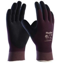 GANTS DE PROTECTION TRICOTES MAXIDRY OIL ROUGE POUPRE/NOIR