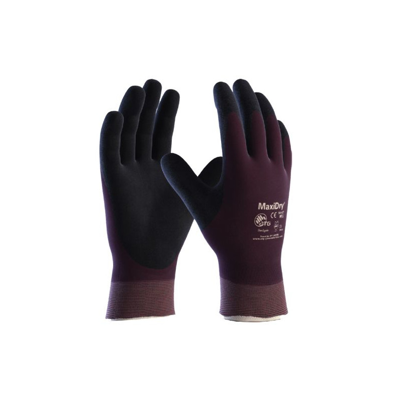 GANTS DE PROTECTION TRICOTES MAXIDRY OIL ROUGE POUPRE/NOIR