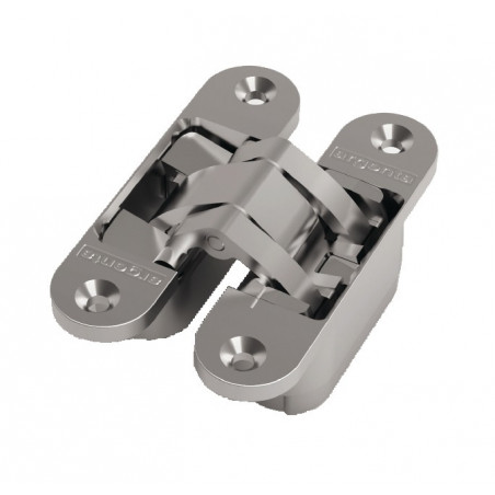 CHARNIÈRE INVISIBLE MEDIUM EN ZAMAK DIMENSIONS 111X29 MM FINITION CHROMÉE MATE