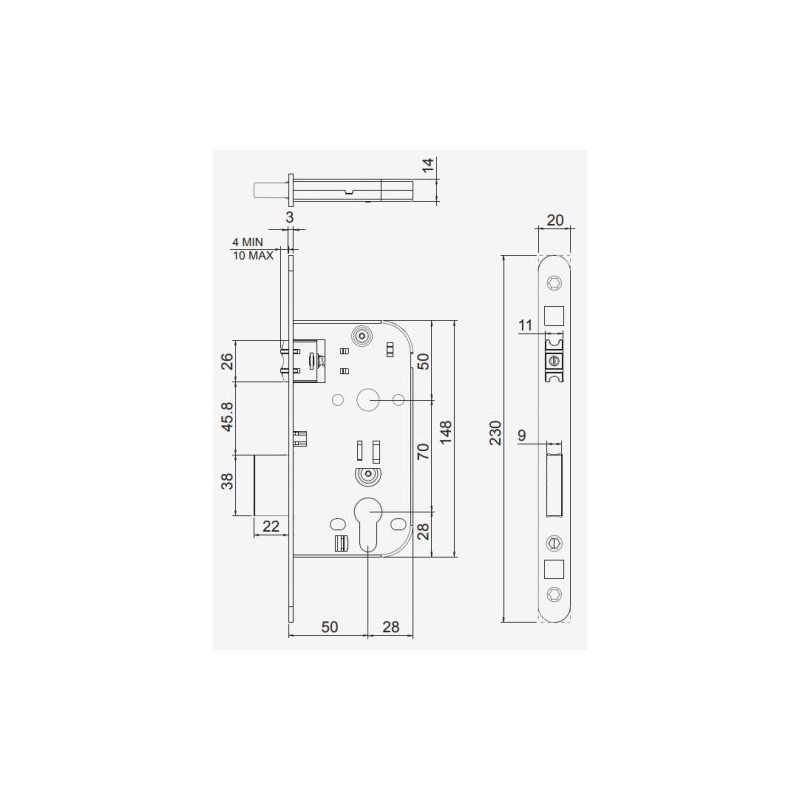 COFFRE MONOPOINT A LARDER A ROULEAU REGLABLE AXE 50MM