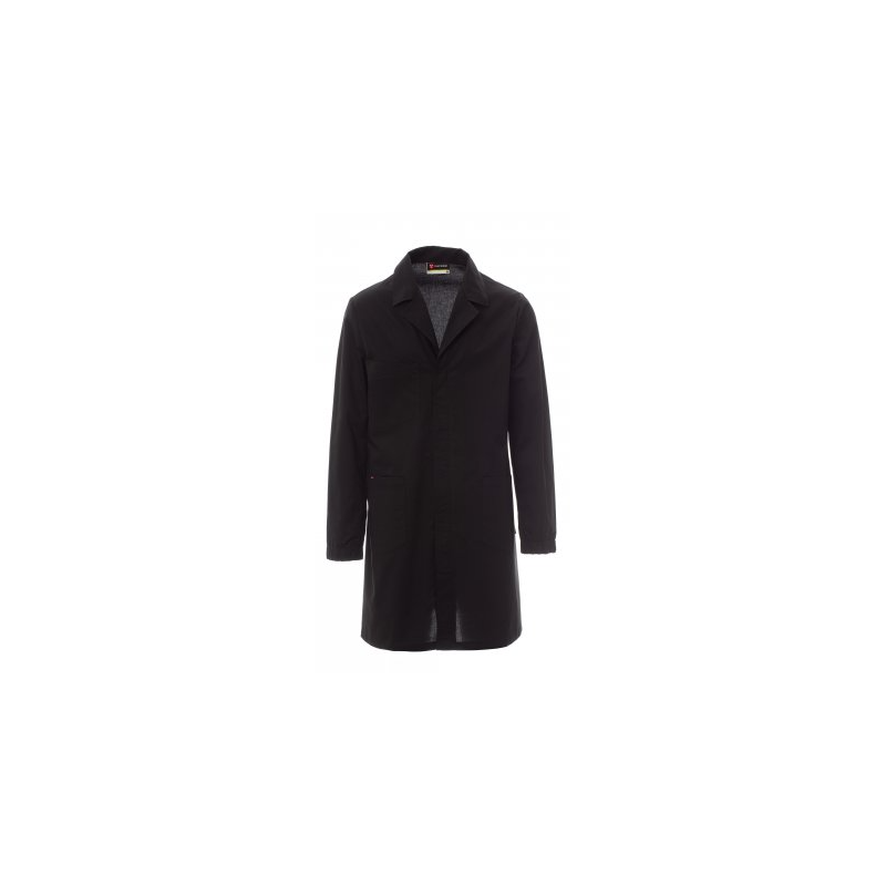 BLOUSE HOMME NOIRE LAB BOUTONS PRESSIONS POCHE POITRINE T. S