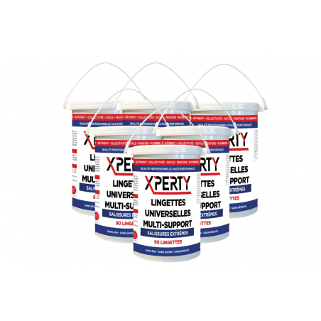 CARTON DE 6 SEAUX 90 LINGETTES MAINS ET MULTI SUPPORT