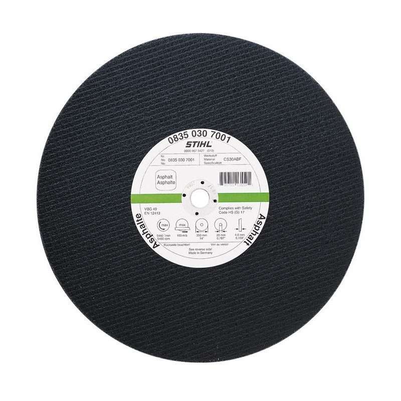 DISQUE À DÉCOUPER STIHL K-DG EN RÉSINE SYNTHÉTIQUE POUR L'ASPHALTE