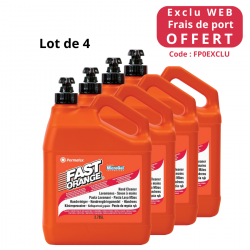 LOT DE 4 BIDONS DE SAVON 3,8L DE FAST ORANGE + POMPE