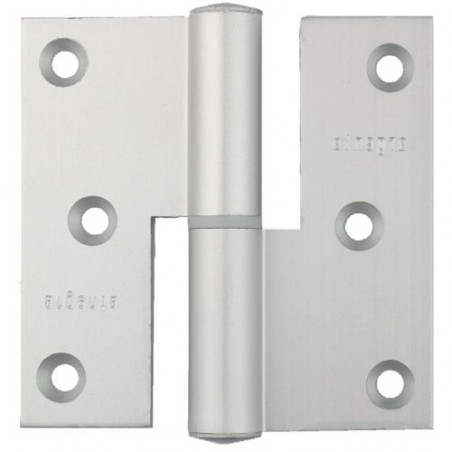 PAUMELLE 80 X 80 MM BOUTS CARRÉS GAUCHE ALUMINIUM ARGENTÉ