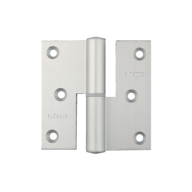 PAUMELLE 80 X 80 MM BOUTS CARRÉS GAUCHE ALUMINIUM ARGENTÉ