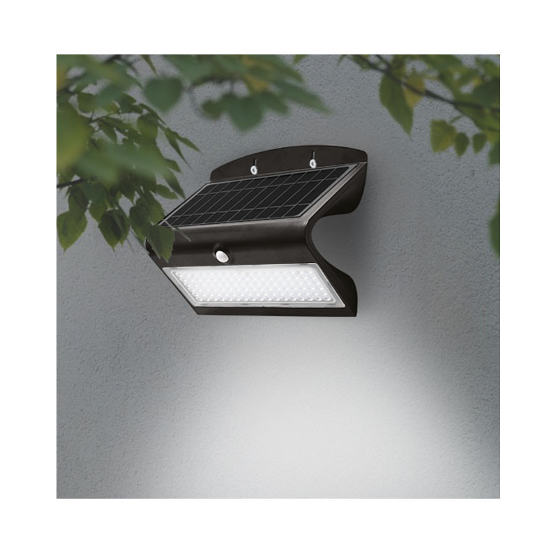 APPLIQUE MURALE LED SOLAIRE 8W 4000K NOIR+ DETECTEUR