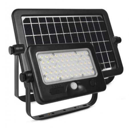 PROJECTEUR LED SOLAIRE AVEC DEECTEUR 10W 4000K IP44 + CHARGEUR USB