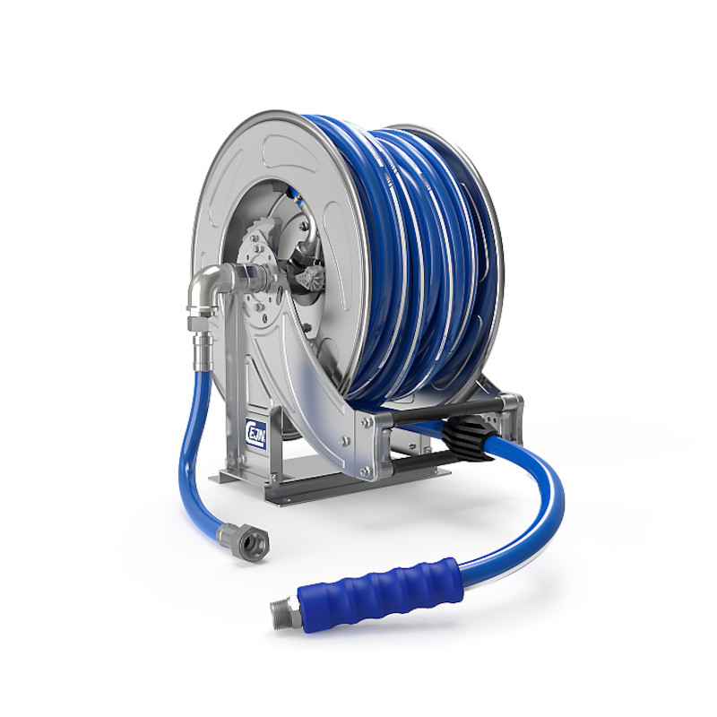 ENROULEUR INOX EQUIPE TUYAU PVC Ø19/27 LG 20M RACCORD 3/4" BSP