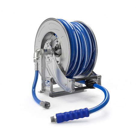 ENROULEUR INOX EQUIPE TUYAU PVC Ø19/27 LG 20M RACCORD 3/4" BSP