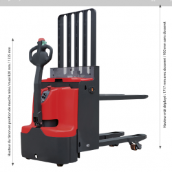 TRANS-GERBEUR ELECTRIQUE ERGONOMIQUE LEVEE ADDICTIONNELLE 2000KG