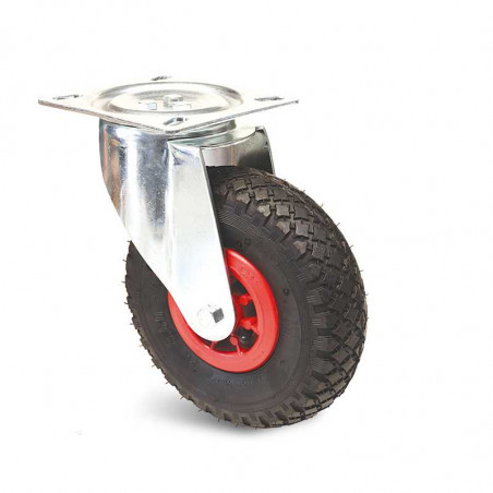 Roulette manutention Roue pneumatique Série E5B-63 / E6L-63 Fixation à platine pivotante Diamètre 260mm Charge 200 kg