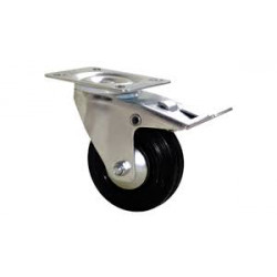 Roulette manutention Roue caoutchouc Série Portroll Fixation à platine pivotante à double blocage Diamètre 100mm Charge 100 k...