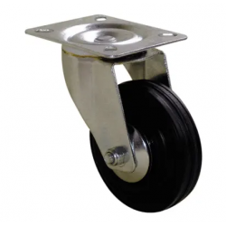 Roulette manutention Roue caoutchouc Série Portroll Fixation à platine pivotante  Diamètre 65mm Charge 65 kg