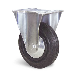 ROULETTE MANUTENTION ROUE CAOUTCHOUC SERIE PORTROLL FIXATION A  PLATINE FIXE Ø 50 MM CHARGE 50 KG