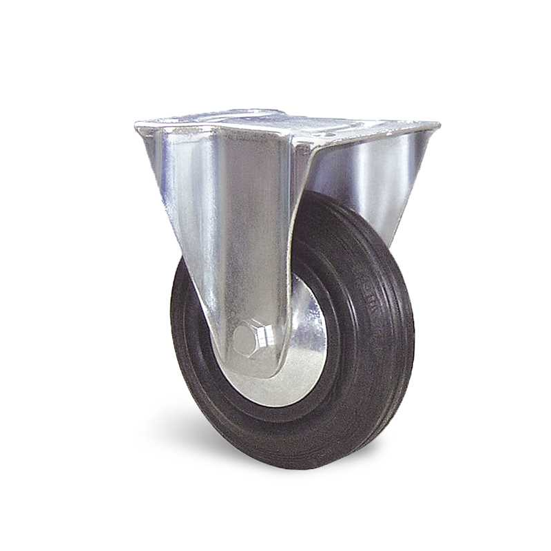 ROULETTE MANUTENTION ROUE CAOUTCHOUC SERIE PORTROLL FIXATION A  PLATINE FIXE Ø 50 MM CHARGE 50 KG