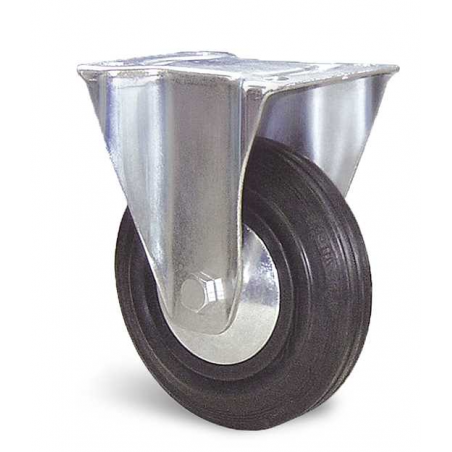 ROULETTE MANUTENTION ROUE CAOUTCHOUC SERIE PORTROLL FIXATION A  PLATINE FIXE Ø 50 MM CHARGE 50 KG