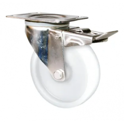 Roulette inox de manutention Roue polyamide Ernyl® Série K-77 Fixation à platine pivotante à double blocage  Diamètre 2...