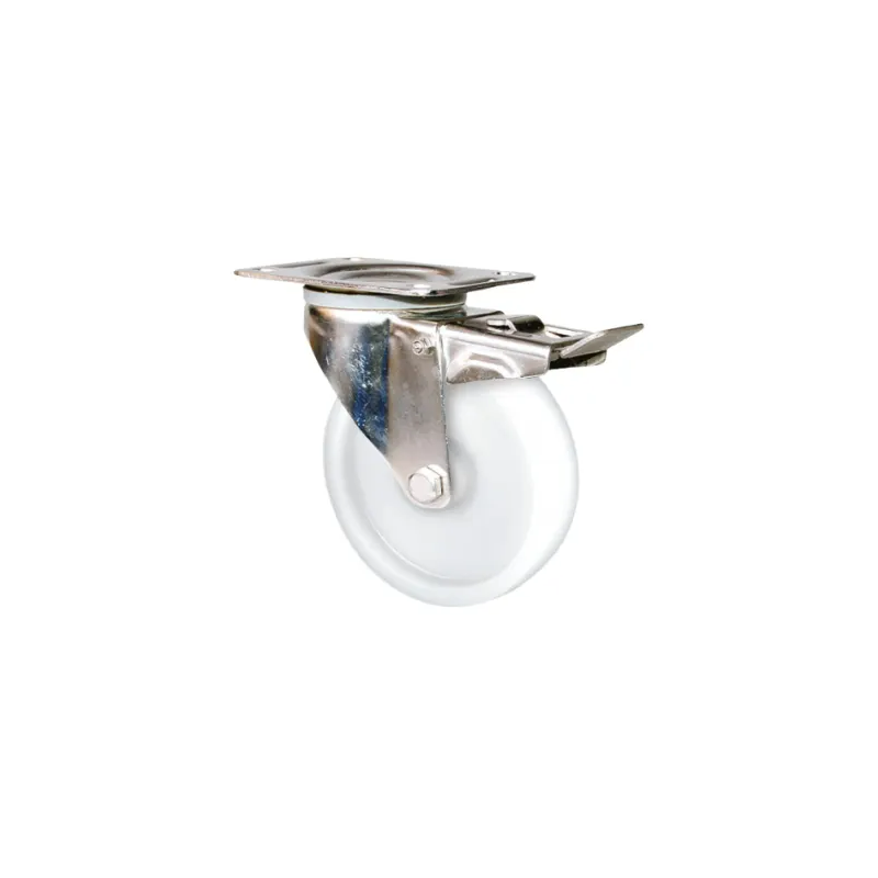 Roulette inox de manutention Roue polyamide Ernyl® Série K-77 Fixation à platine pivotante à double blocage  Diamètre 2...