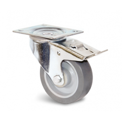 Roulette manutention Roue caoutchouc thermoplastique Série E4B-325 / E5B-325 Fixation à platine pivotante à double blocag...