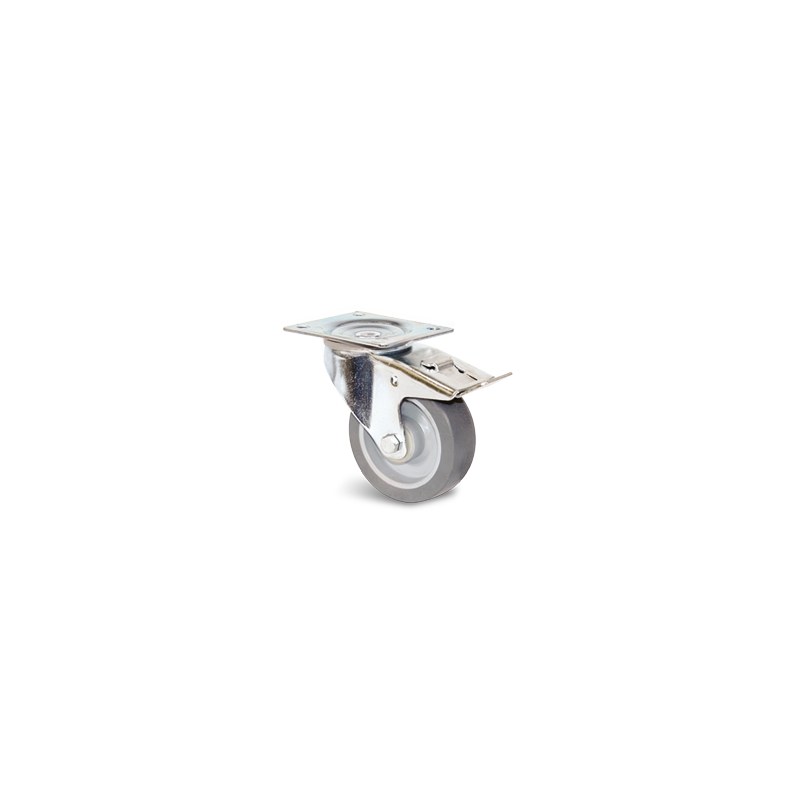 Roulette manutention Roue caoutchouc thermoplastique Série E4B-325 / E5B-325 Fixation à platine pivotante à double blocag...