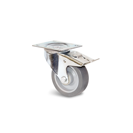 Roulette manutention Roue caoutchouc thermoplastique Série E4B-325 / E5B-325 Fixation à platine pivotante à double blocag...