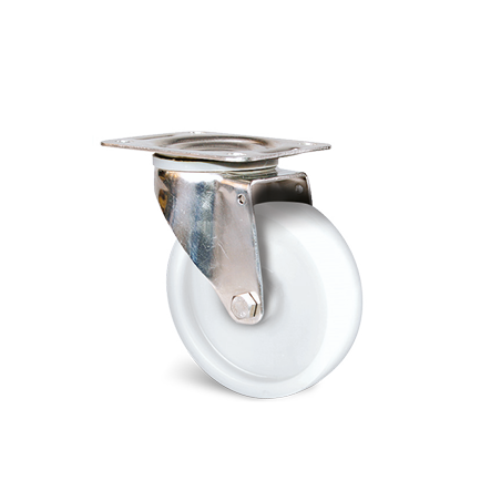 Roulette inox de manutention Roue polyamide Ernyl® Série K-77 Fixation à platine pivotante Diamètre 100mm Charge 150kg