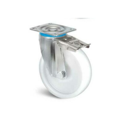 Roulette inox de manutention Roue polyamide Ernyl® Série K-78 Fixation à trou central pivotante à double blocage  Diamè...