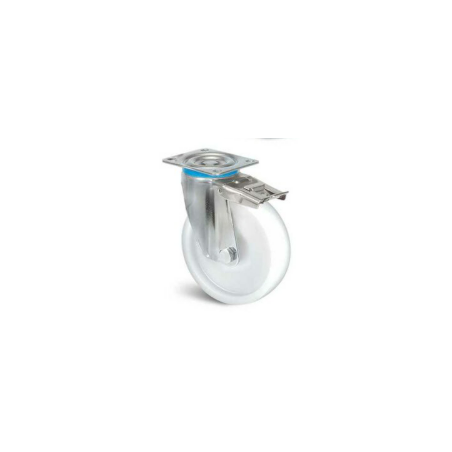 Roulette inox de manutention Roue polyamide Ernyl® Série K-78 Fixation à trou central pivotante à double blocage  Diamè...