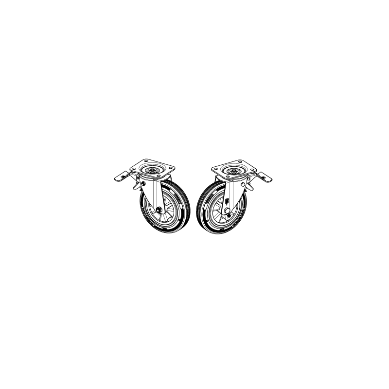 ROULETTE PLATINE 4T Ø200 PIVOT FREIN REF 130035