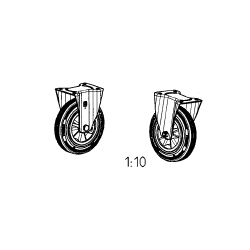 ROULETTE FIXE PLATINE 4T Ø200 BANDAGE CAOUTCHOUC REF 141722
