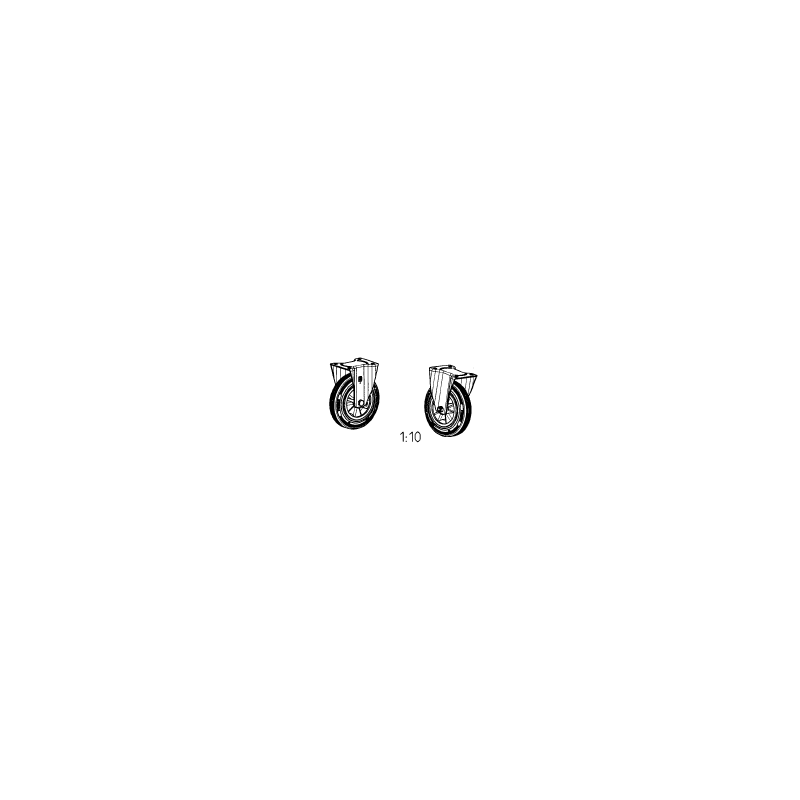 ROULETTE FIXE PLATINE 4T Ø200 BANDAGE CAOUTCHOUC REF 141722