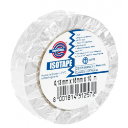 PVC ELECTRICIEN BLANC -  tour de 10 rouleaux  - Long 10M x Larg : 15mm