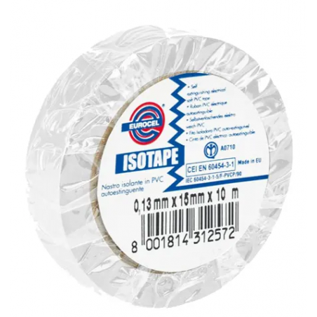 PVC ELECTRICIEN BLANC -  tour de 10 rouleaux  - Long 10M x Larg : 15mm