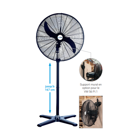 VM 56 PI.1 VENTILATEUR SUR PIED IP 55 Ø 56 cm - 10 500 m³/h