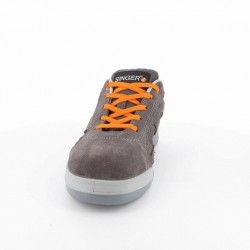 CHAUSSURES BASSES EN CUIR GRIS/ORANGE S1P