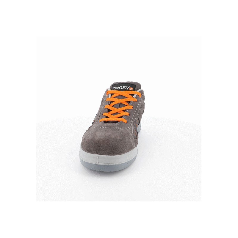 CHAUSSURES BASSES EN CUIR GRIS/ORANGE S1P