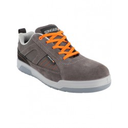 CHAUSSURES BASSES EN CUIR GRIS/ORANGE S1P