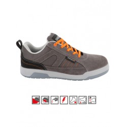 CHAUSSURES BASSES EN CUIR GRIS/ORANGE S1P