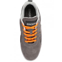 CHAUSSURES BASSES EN CUIR GRIS/ORANGE S1P