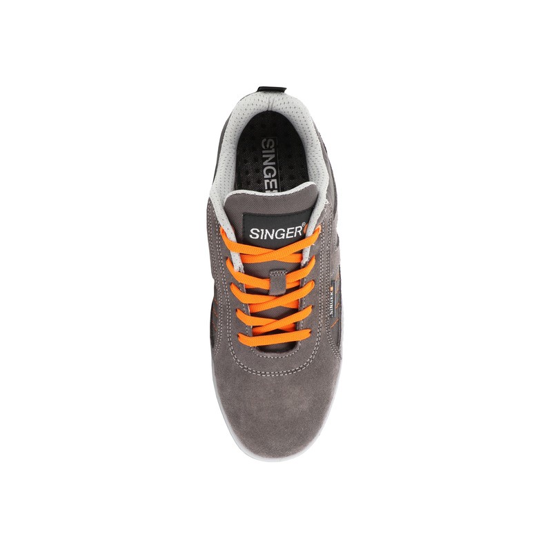 CHAUSSURES BASSES EN CUIR GRIS/ORANGE S1P