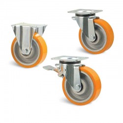 Roulette manutention Roue polyuréthane Série U5B-23 Fixation à platine pivotante  Diamètre 125mm Charge 400 kg