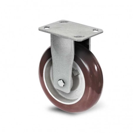 Roulette manutention Roue polyuréthane Série H55B-216 Fixation à platine fixe Diamètre 100mm Charge 350 kg