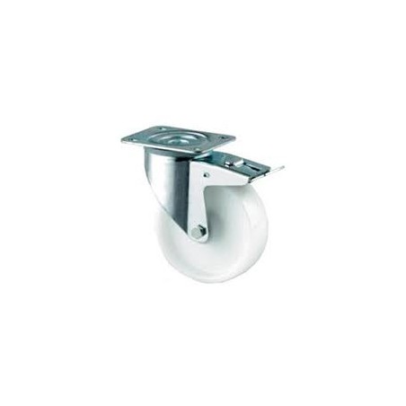 ROULETTE POLYAMIDE A OEIL Ø80 PIVOTANTE AVEC FREIN AL LISSE REF 155214