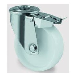 ROULETTE POLYAMIDE CHAPE A OEIL INOX Ø125 PIVOT FREIN REF 320020